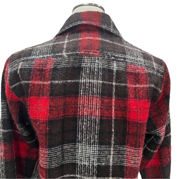 Plaid Flannel Shirt Red Black S Casual Lumberjack Chic Retro Hiking Camping Cozy - Picture 9 of 10